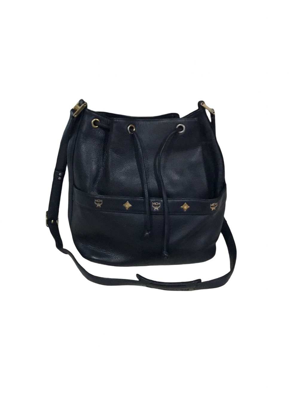 MCM Black Leather Bucket Bag